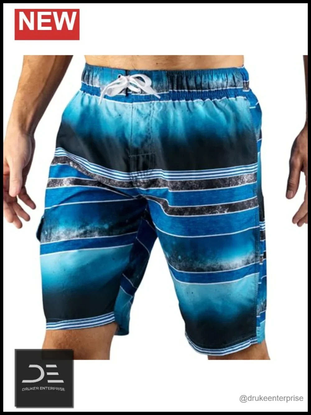 UPF 50+ Quick Dry Microfiber Swim Trunks with Mesh Lining and Pockets